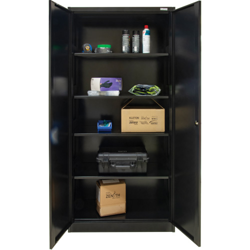 Armoire de rangement Hi-Boy, Acier, 4 Tablettes, 72" h x 36" la x 18" P, Noir Auto-Cam