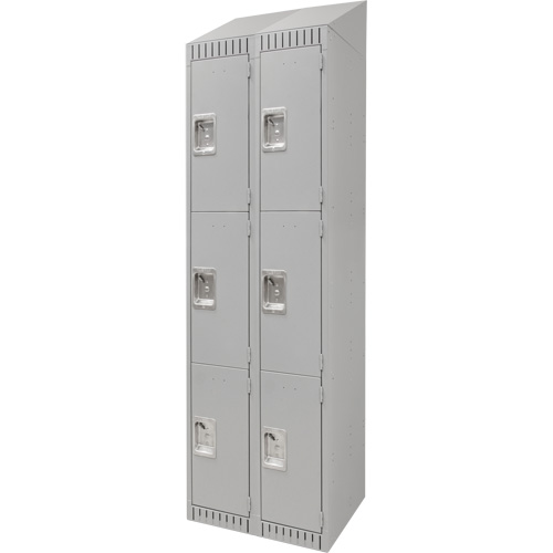 Casiers, 3 niveaux, Bloc de 2, 24" x 18" x 82", Acier, Gris, D&eacute;mont&eacute; Auto-Cam