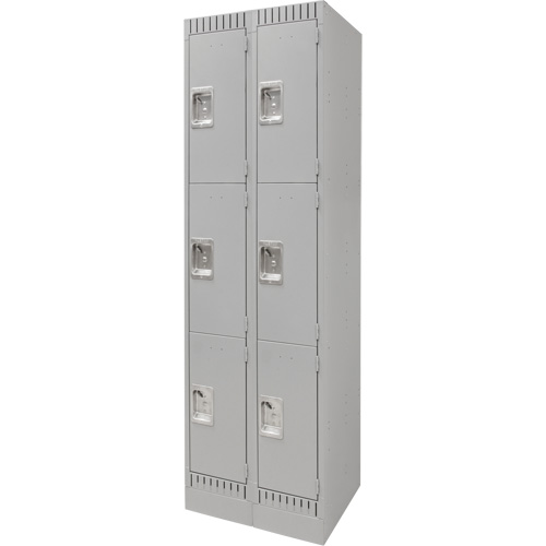 Casiers, 3 niveaux, Bloc de 2, 24" x 18" x 76", Acier, Gris, D&eacute;mont&eacute; Auto-Cam