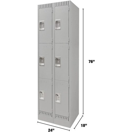 Casiers, 3 niveaux, Bloc de 2, 24" x 18" x 76", Acier, Gris, D&eacute;mont&eacute; Auto-Cam