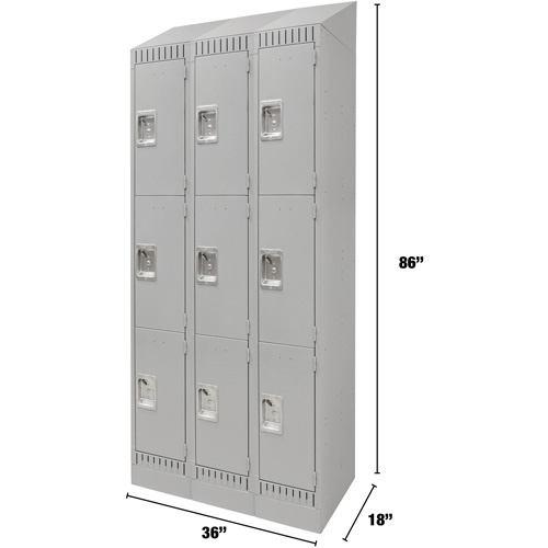 Casiers, 3 niveaux, Bloc de 3, 36" x 18" x 86", Acier, Gris, D&eacute;mont&eacute; Auto-Cam