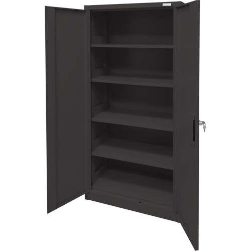 Storage Cabinet, Steel, 4 Shelves, 78" H x 36" W x 24" D, Black Auto-Cam