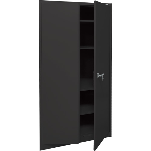 Storage Cabinet, Steel, 4 Shelves, 78" H x 36" W x 24" D, Black Auto-Cam