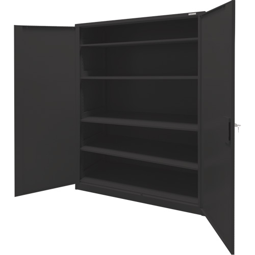 Storage Cabinet, Steel, 4 Shelves, 78" H x 48" W x 24" D, Black Auto-Cam