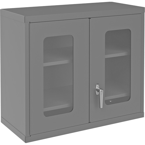 Armoire de rangement murale avec portes transparentes, 26-15/16" h x 29-7/8" la x 13-11/16" p, 2 tablettes, Acier, Gris Auto-Cam