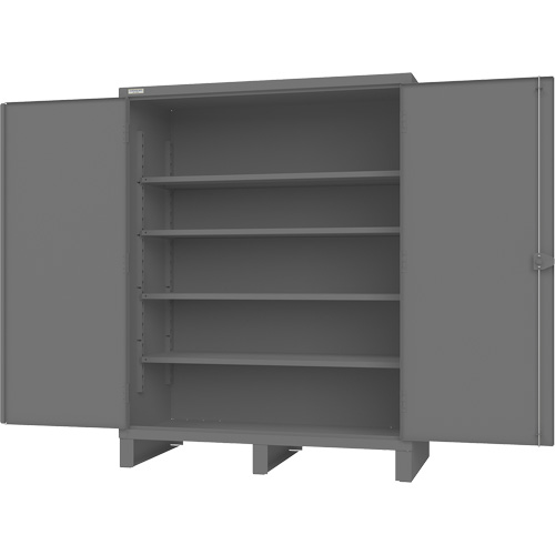 Cabinet with Recessed Doors, Steel, 4 Shelves, 78" H x 60" W x 30" D, Grey Auto-Cam