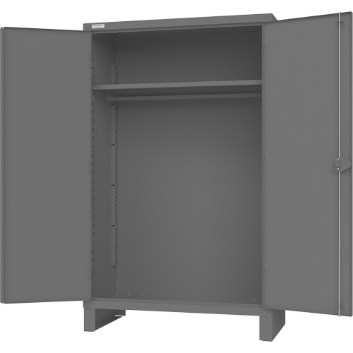 Cabinet with Hanging Bar & Standard Recessed Doors, Steel, 78" H x 48" W x 24" D, Grey Auto-Cam