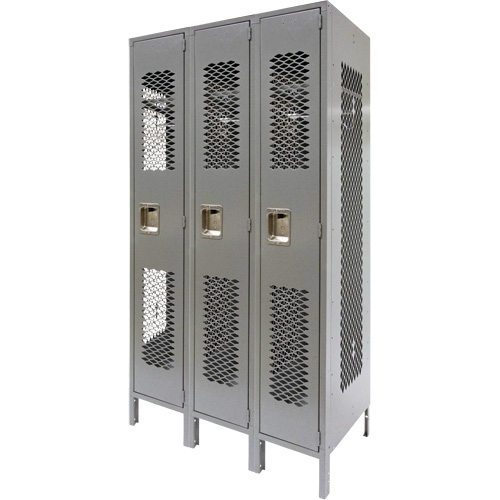 Casiers ventil&eacute;s, Bloc de 3, 36" x 18" x 78", Acier, Gris, D&eacute;mont&eacute;, Perfor&eacute; Auto-Cam