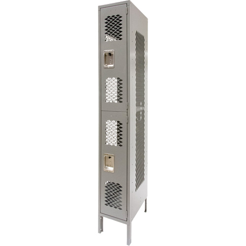 Casiers ventil&eacute;s, 2 niveaux, 12" x 18" x 78", Acier, Gris, D&eacute;mont&eacute;, Perfor&eacute; Auto-Cam