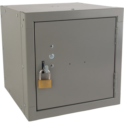 Stackable Cube Locker, 12" x 12" x 12", Steel, Grey, Knocked Down Auto-Cam