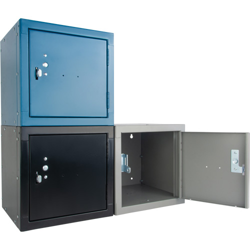 Stackable Cube Locker, 12" x 12" x 12", Steel, Grey, Knocked Down Auto-Cam