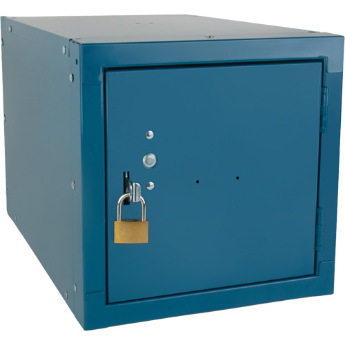 Stackable Cube Locker, 12" x 18" x 12", Steel, Blue, Knocked Down Auto-Cam