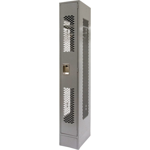 Vented Lockers, 12" x 18" x 78", Steel, Grey, Knocked Down, Perforated Auto-Cam