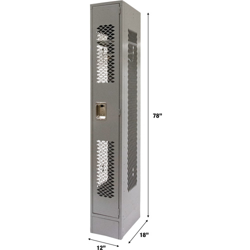 Vented Lockers, 12" x 18" x 78", Steel, Grey, Knocked Down, Perforated Auto-Cam