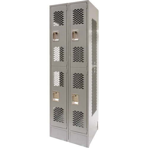 Casiers ventil&eacute;s, 2 niveaux, Bloc de 2, 24" x 18" x 78", Acier, Gris, D&eacute;mont&eacute;, Perfor&eacute; Auto-Cam