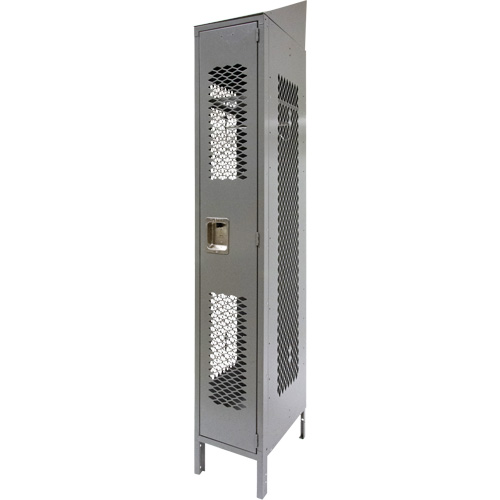 Vented Lockers, 12" x 18" x 88", Steel, Grey, Knocked Down, Perforated Auto-Cam