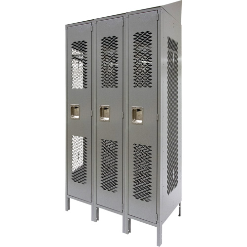 Casiers ventil&eacute;s, Bloc de 3, 36" x 18" x 88", Acier, Gris, D&eacute;mont&eacute;, Perfor&eacute; Auto-Cam