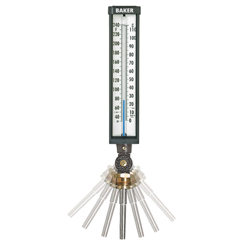 Variable Angle Industrial Thermometers, Contact, Analogue, 30-300 °F (0-149 °C) Auto-Cam