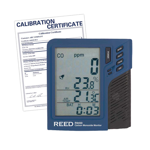 Compteur de monoxyde de carbone avec temp&eacute;rature et humidit&eacute; avec certificat de calibration Auto-Cam