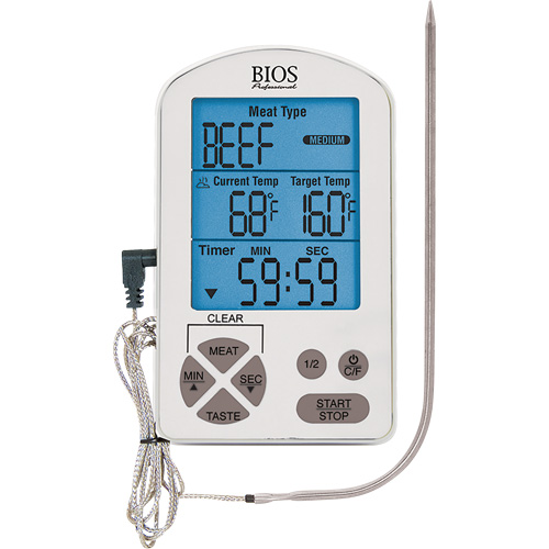 Premium Meat Thermometer & Timer, Contact, Digital, -4-122°F (-20-50°C) Auto-Cam