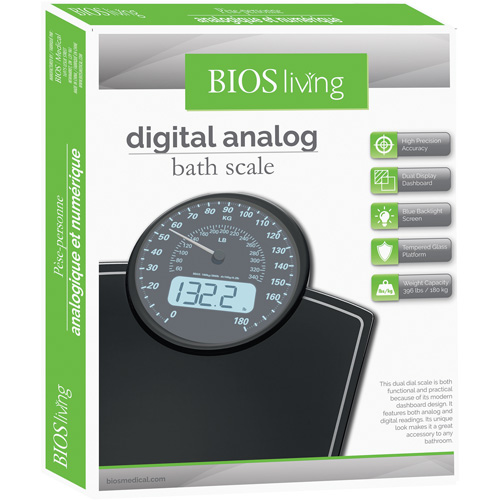 Digital Analog Scale, 396 lbs. Cap., 100 g / 0.2 lbs. Graduations Auto-Cam