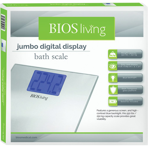 Jumbo Digital Display Scale, 550 lbs. Cap., 0.2 lbs. / 0.1 kg Graduations Auto-Cam