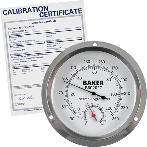 Dial Thermo-Hygrometer with ISO Certificate, 0% - 100% RH, 30 - 250°F (0 - 120°C) Auto-Cam