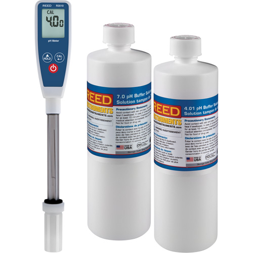 Long Stem pH Meter & 4pH/7pH Buffer Solution Kit Auto-Cam