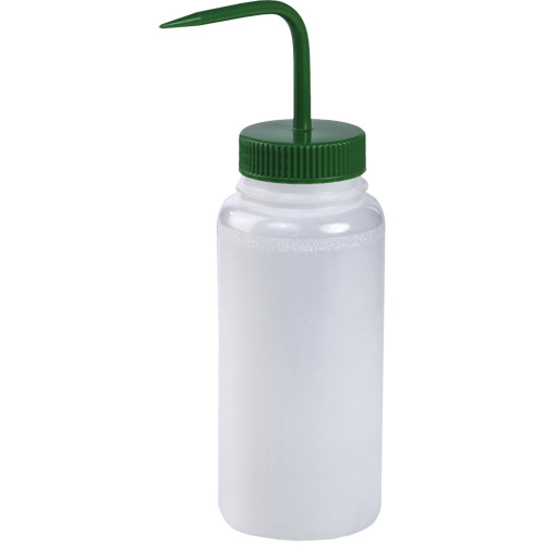 Wide-Mouth Polyethylene Wash Bottle with Green Polypropylene Cap Auto-Cam