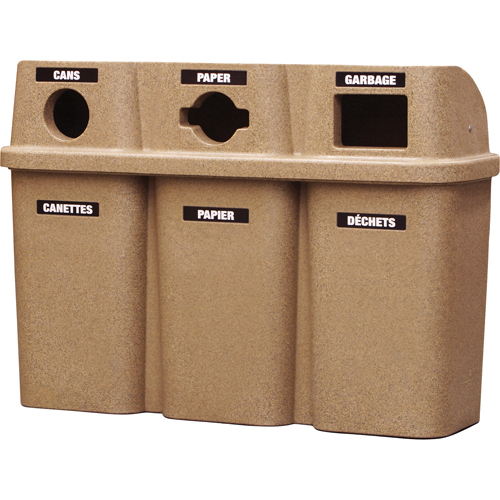 Contenants de recyclage Bullseye, Bord de rue, Plastique, 3 x 22 gal. US Auto-Cam
