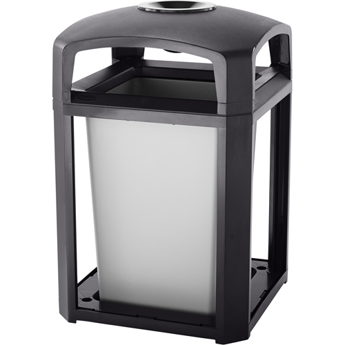 Landmark Series Waste Receptacle & Ash Tray, Plastic, 35 US gal. Capacity, 40" Height Auto-Cam