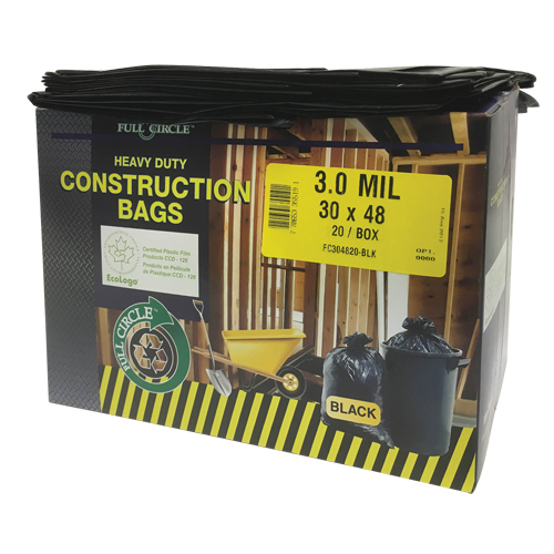 Sacs pour d&eacute;chets pour entrepreneurs, Fort, 30" la x 48" lo, 3 mils, Noir, Capacit&eacute; 113,56 L (30 gal.) Auto-Cam
