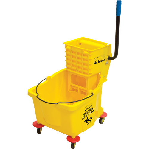 Mop Bucket and Wringer, Side Press, 9.5 US Gal.(38 Quart), Yellow Auto-Cam