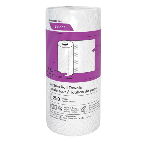 Rouleau d'essuie-tout de cuisine Pro Select, 2 Pli, 250 Feuilles/rouleau, 8" la, 11" lo Auto-Cam
