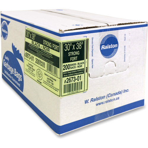 Industrial Garbage Bags, Strong, 38" W x 30" L, 0.85 mils, Black Auto-Cam
