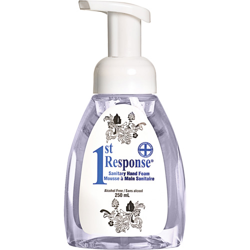1st Response&reg; Sanitary Hand Foam, Liquid, 250 ml, Pump Bottle, Unscented Auto-Cam