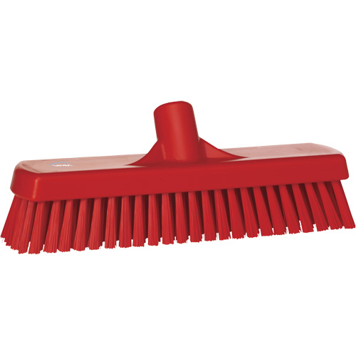 Deck & Wall Scrub Brush, Stiff Bristles, 12", Polyester, Red Auto-Cam