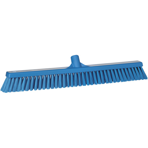 Combo Bristle Push Broom, Coarse/Fine Bristles, 24", Polyester, Blue Auto-Cam
