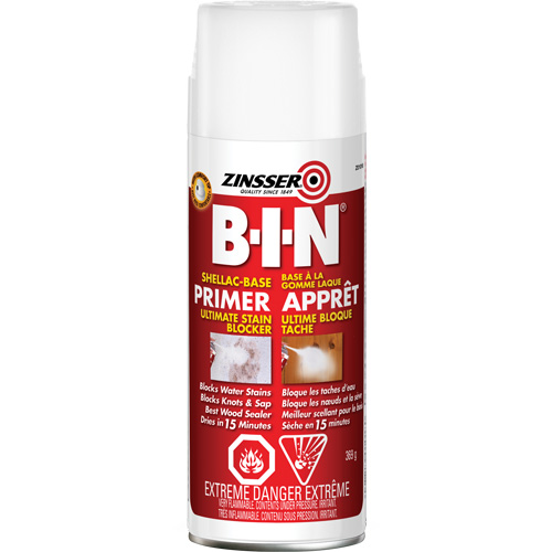 B-I-N&reg; Shellac-Base Sealer Primer, 369 g, Aerosol Can, White Auto-Cam