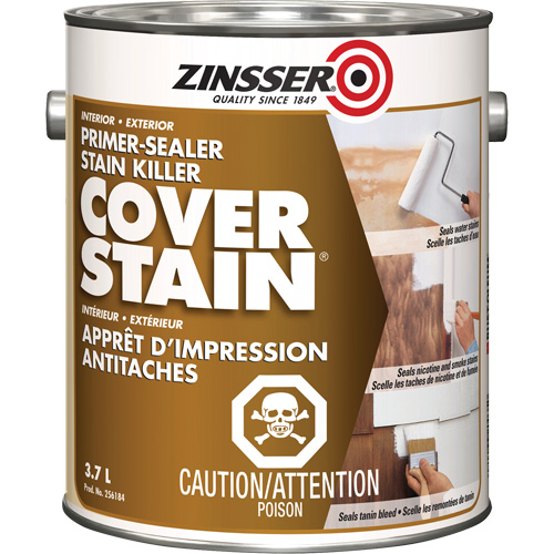 Scellant d'appr&ecirc;t &agrave; base d'huile Cover Stain, 3,7 L, Gallon, Blanc Auto-Cam