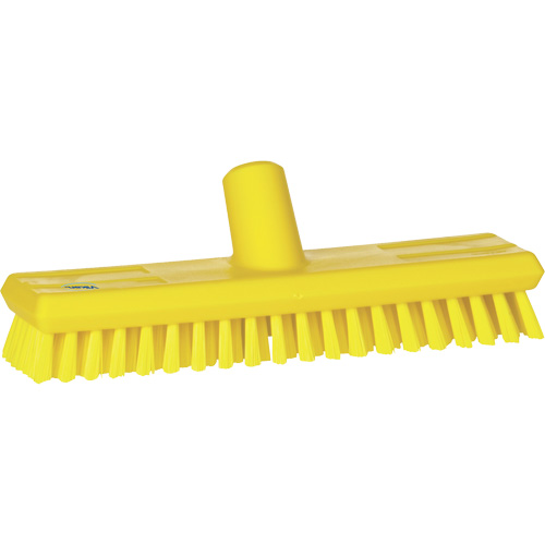 Water-Fed Deck Scrub Brush, X-Coarse Bristles, 10-3/4", Polyester, Yellow Auto-Cam