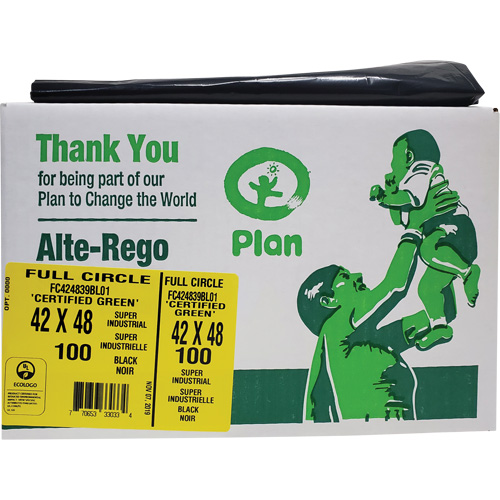 Sacs &agrave; d&eacute;chets industriels super Full Circle, Biod&eacute;gradable, T-Fort, 48" lo x 42" la, &eacute;paisseur de 1,5 mil Auto-Cam