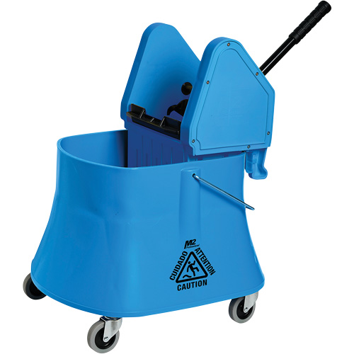 Ensemble de seau pour vadrouille et essoreuse Champ, Pression vers le bas, 7,5 gal. US (30 pintes), Bleu Auto-Cam