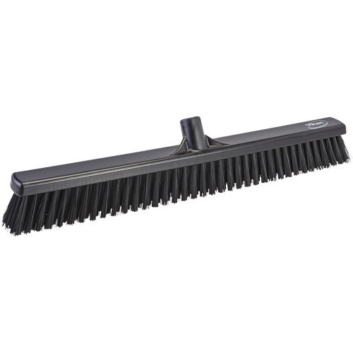 Combo Bristle Push Broom Head, Coarse/Fine Bristles, 24", Polyester, Black Auto-Cam