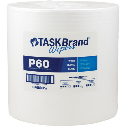 Chiffons de premi&egrave;re qualit&eacute; P60 TaskBrand, Tout usage, 13" lo x 12" la Auto-Cam