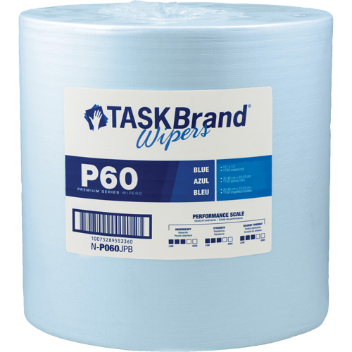 TaskBrand&reg; P60 Premium Series Wipers, All-Purpose, 13" L x 12" W Auto-Cam