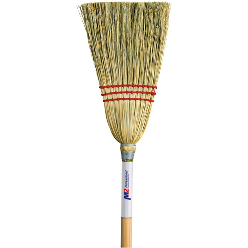 Lobby Corn Broom, 3-String, Wood Handle Auto-Cam