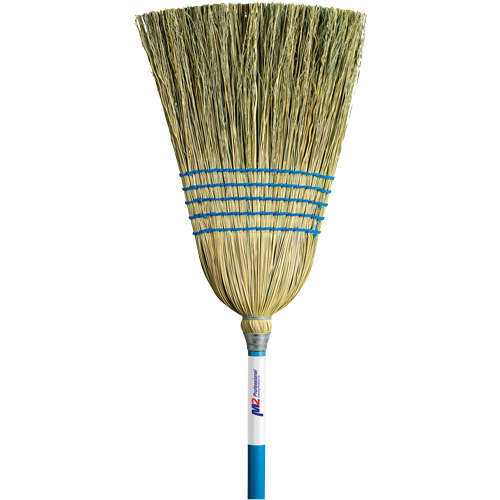 Light-Duty Indoor/Outdoor Corn Broom, 5-String, Wood Handle Auto-Cam