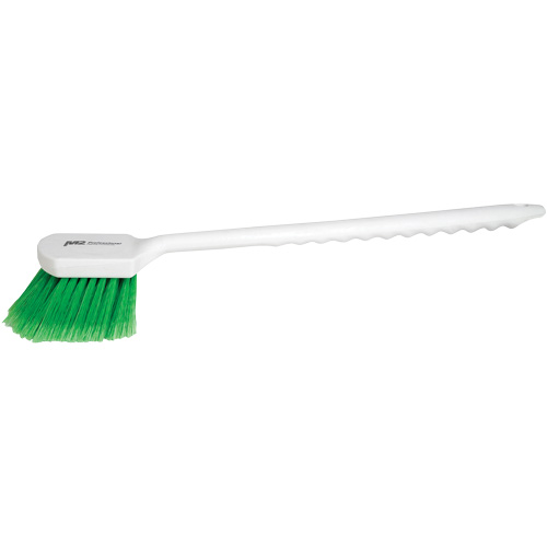 Long Handle Detail Brush, 20" L, PVC Bristles, Green Auto-Cam