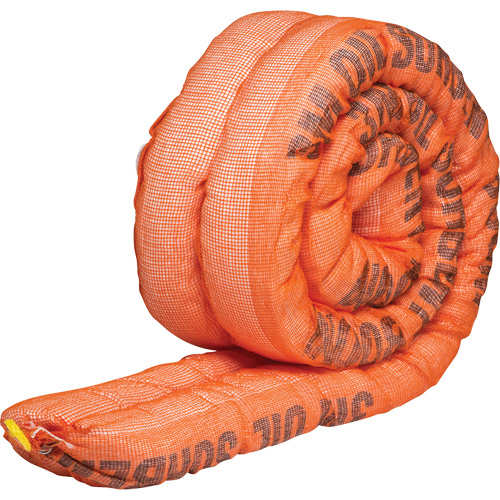 Barri&egrave;re de pollution absorbante double pour produits p&eacute;troliers, Huile seulement, 10' lo x 4" la, Absorption 36,8 gal Auto-Cam